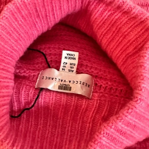 Rebecca Vallance Bella Merino Wool Balloon Sleeve Mock Sweater AUS 14 US 10 pink - Picture 7 of 7